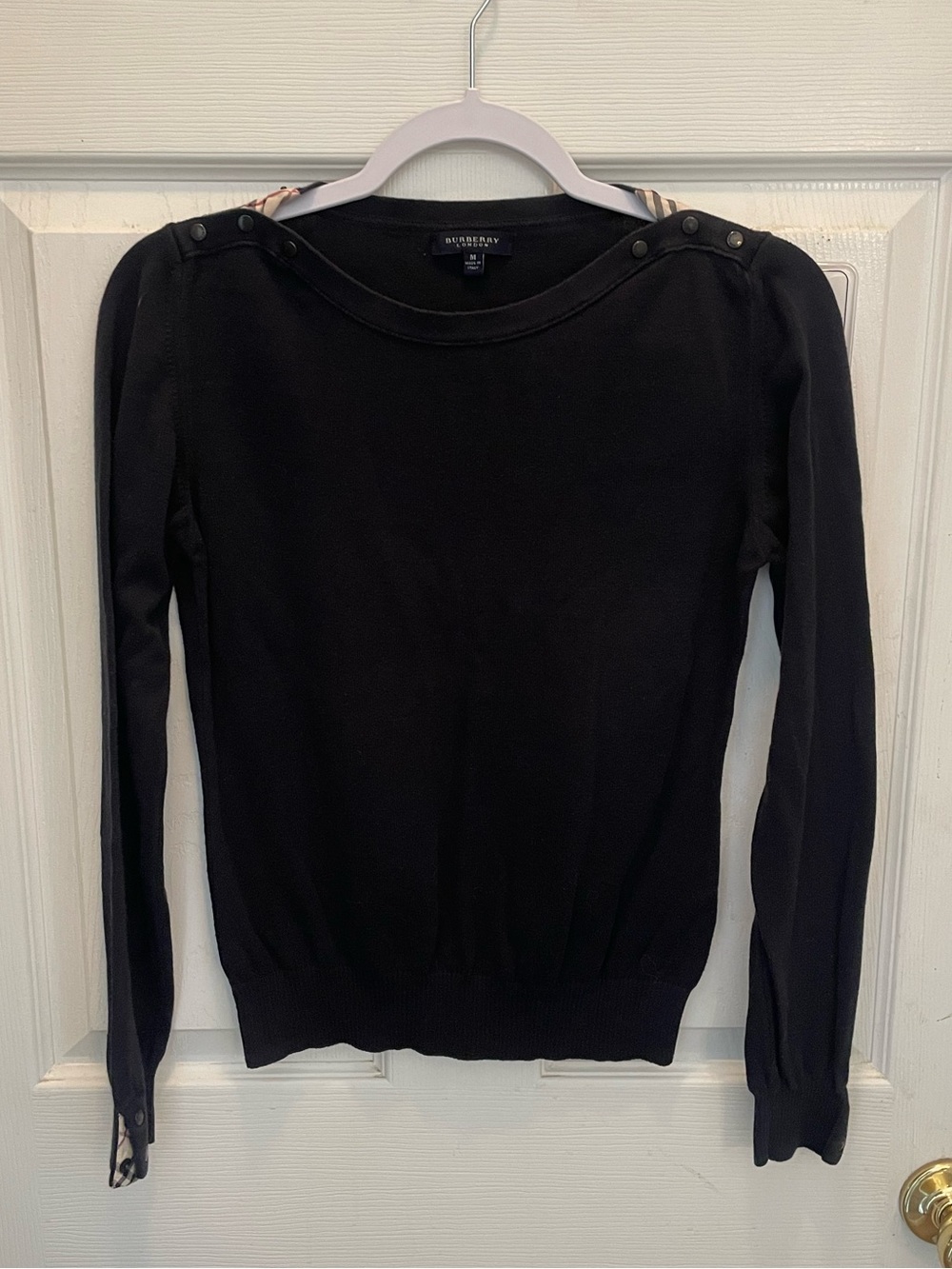 Burberry Black Button-Shoulder Crewneck Sweater